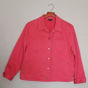 {Jones New York} Pink Denim Button Down Jacket